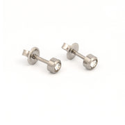4MM April Ð Crystal Bezel Allergy-free Stainless Steel Ear Studs